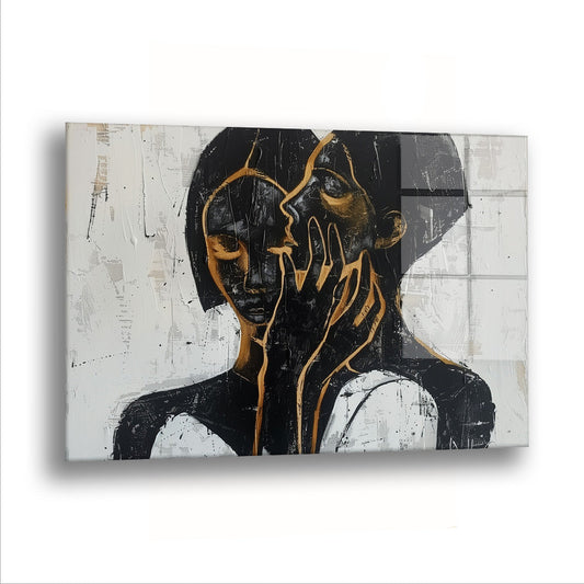 Abstract İki Yüz - Cam Tablo