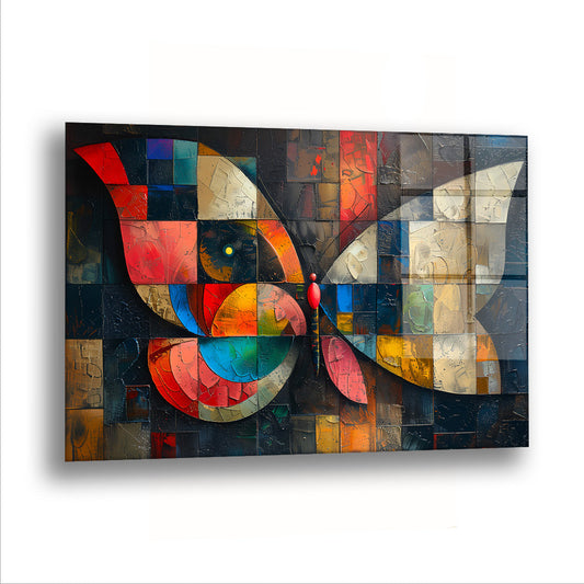 Abstract Kelebek - Cam Tablo